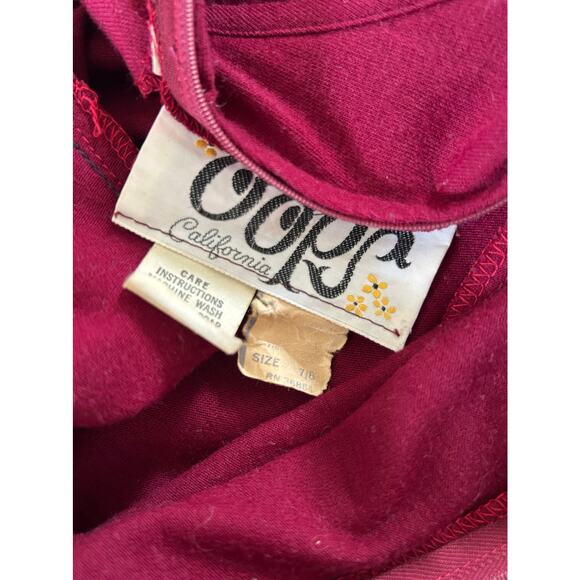 Vintage 70s OOPS California Jeweled Rhinestone A-Line Tank Maxi Dress Wine XS - Picture 6 of 11